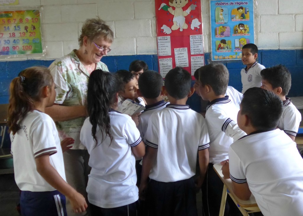 Susana teaching butterfly biology in El Salvador during her service with Peace Corps Response. Click on this photo to read about her experience.